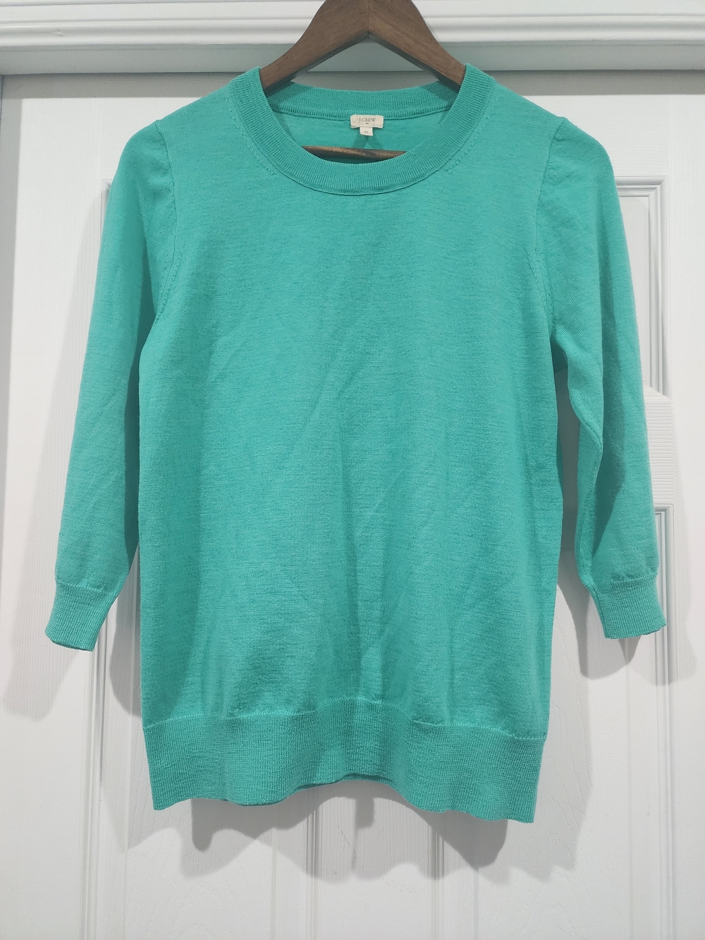 J. Crew Teal Crewneck Sweater 100% Merino Wool